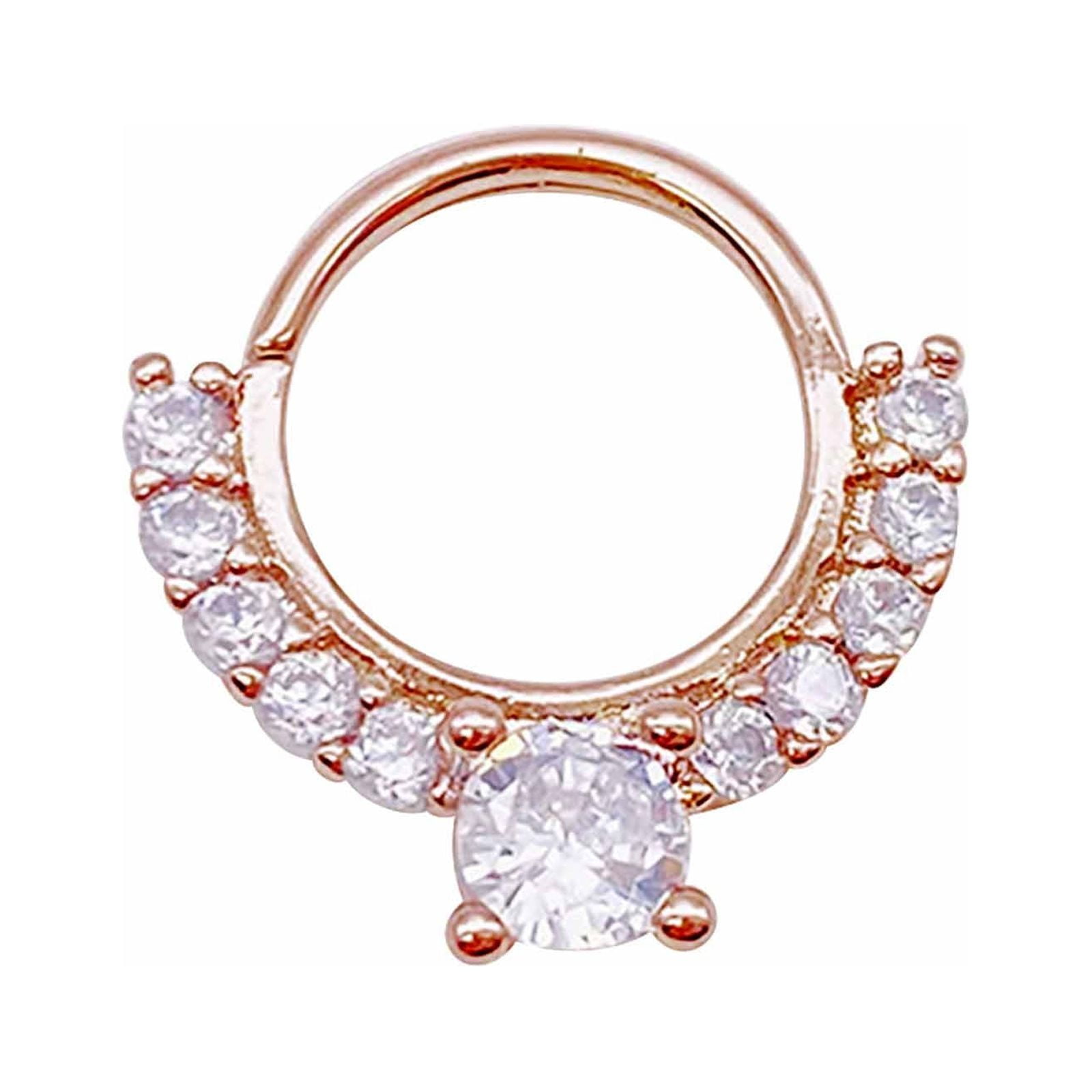 Jungdeepe Single Pierced Diamond Encrusted Nose Ring Body Piercing Ring