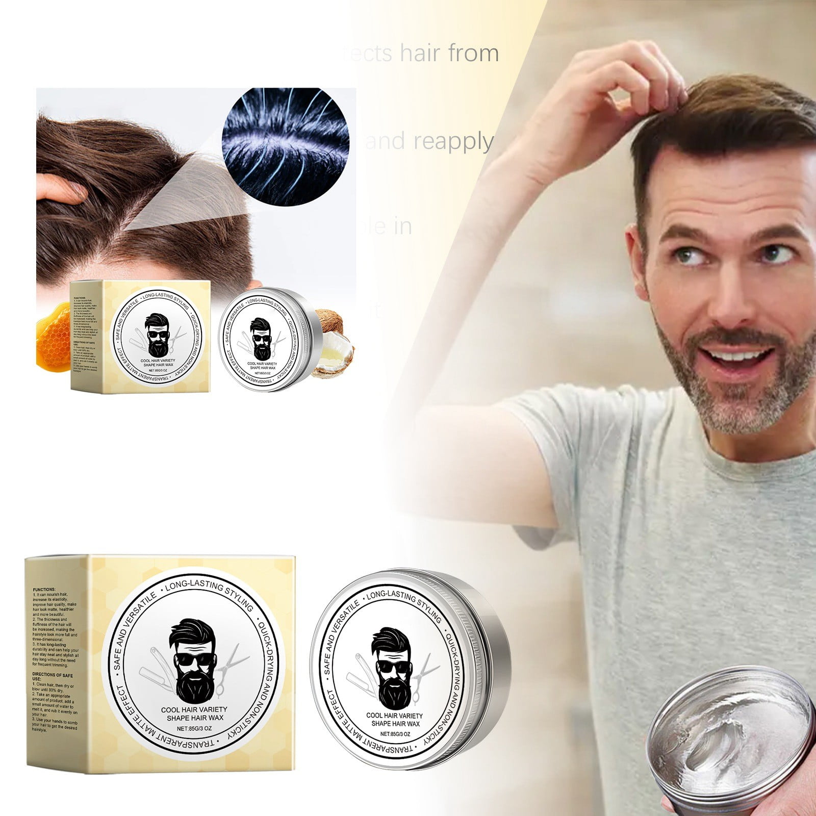 Jungdeepe Strong Styling Hair Wax Styling Wash Hair Long Lasting Styling Refreshing Hair Wax