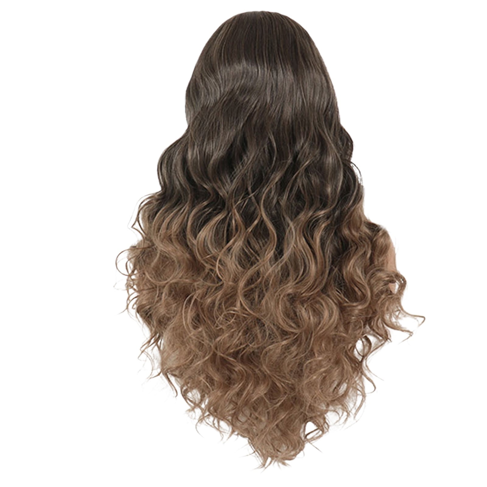 Jungdeepe Wig Women's Long Curly Hair Gradient Brown Split Full Head