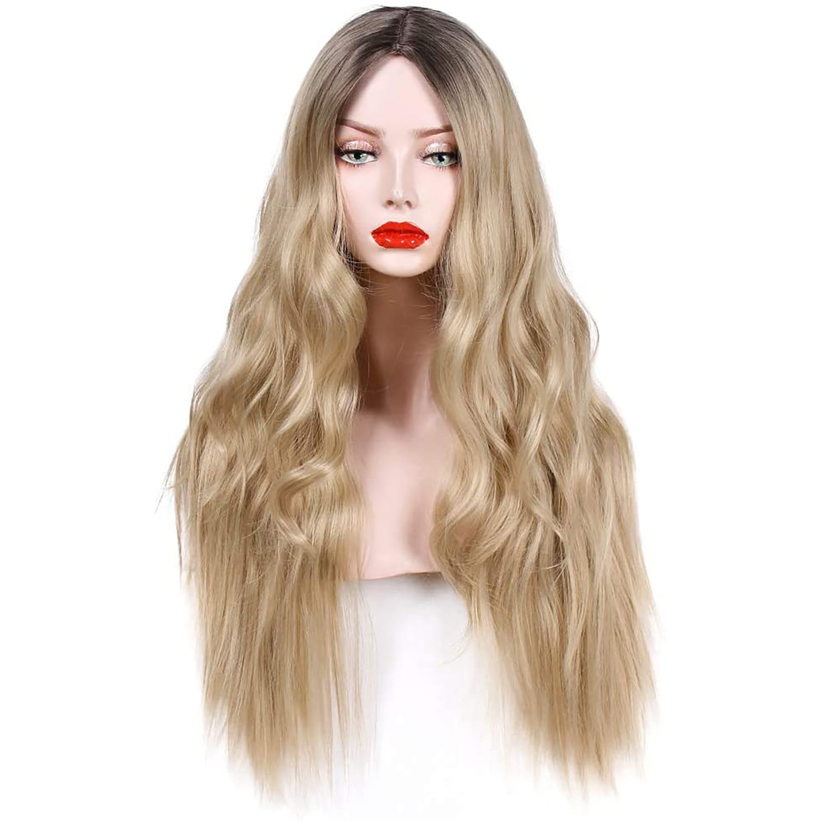 Jungdeepe Women's Gold Micro Curl Head Set Wavy Curl Wig Can Be