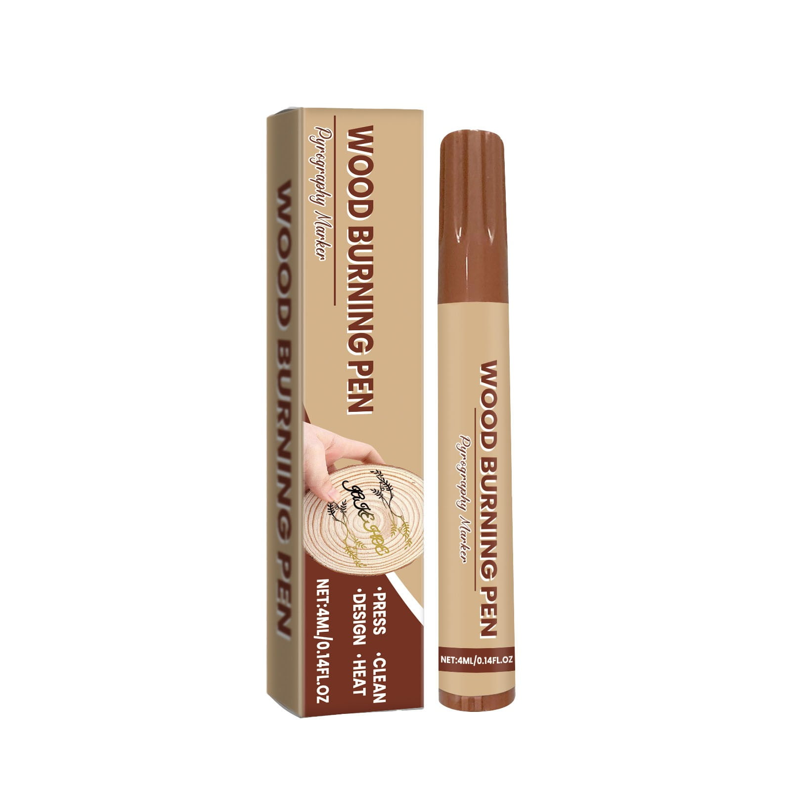 Jungdeepe Wood Brush 4ML Wooden Leather Handmade DIY Design Brush Metal