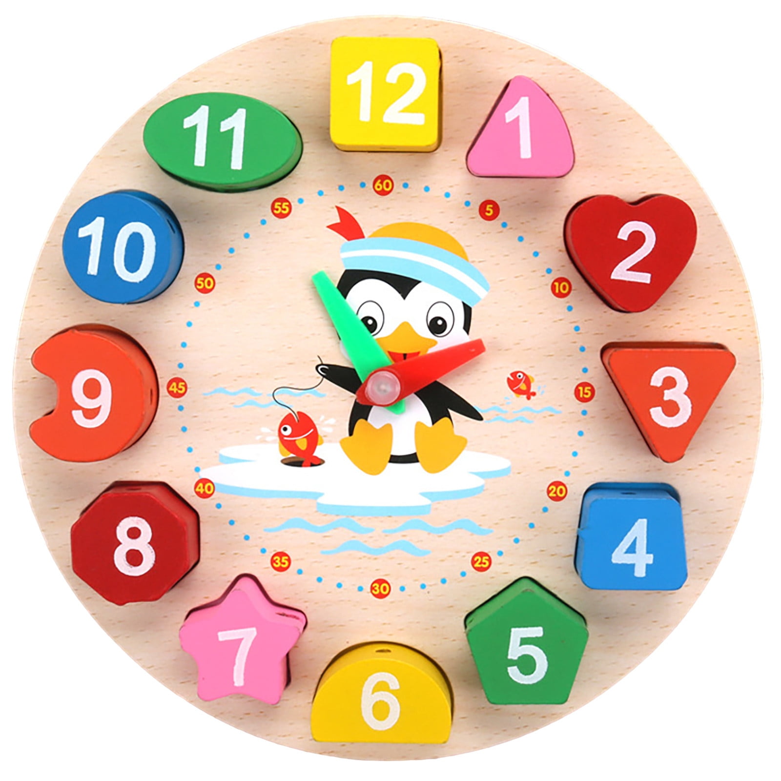 Jungdeepe Wooden Digital Clock Children Alarm Clock Puzzle Education