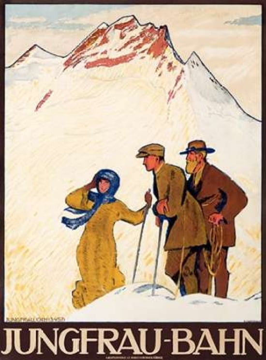 Jungfrau-Bahn Canvas Art - Emil Cardinaux (18 x 24)
