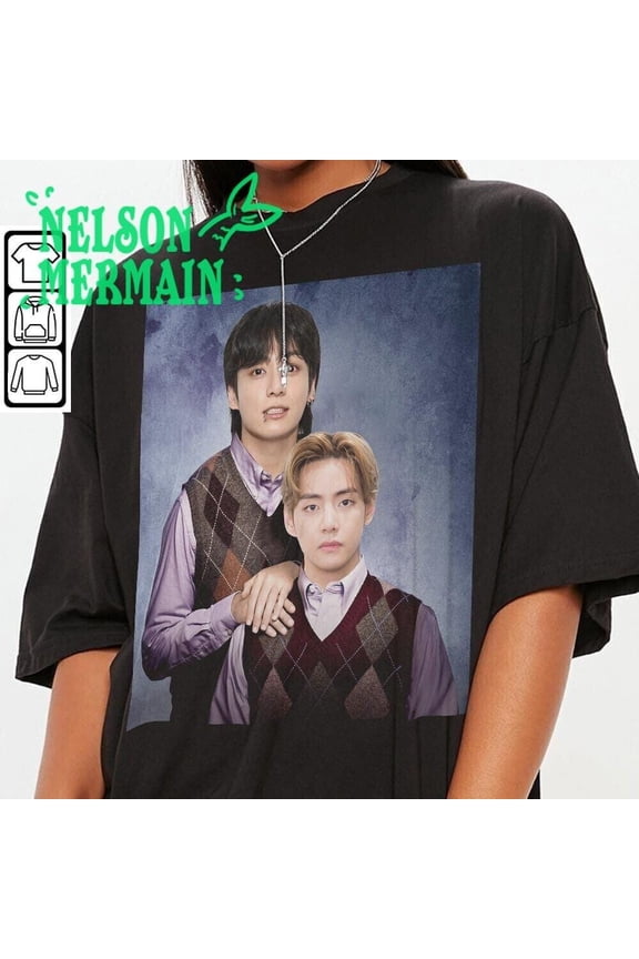 Jungkook V Kim Taehyung Kpop Shirt, BTS Step Bros Shirt, Funny Kpop Gift Unisex, Kpop 90s Fan Gift