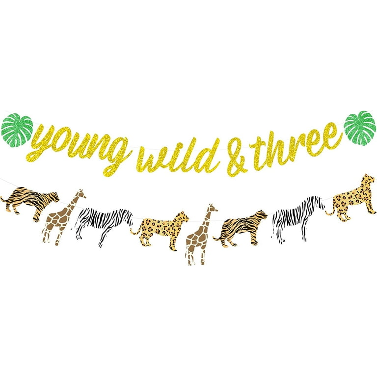 Jungle 3rd Birthday Decorations Young Wild and Three Banner Glitter Safari Animal Print Bunting Garland for Boys or Girls Wild Three Birthday Decorations Third Birthday Party - Walmart.com jungle-3rd-birthday-decorations-young-wild-and-three-banner-glitter-safari-animal-print-bunting-garland-for-boys-or-girls-wild-three-birthday-decorations-third-birthday-party-walmart-com
