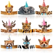 27pcs Jungle Animal Birthday Hat, Jungle Animal Party Hats for Jungle Safari Party Favors Decorations, Jungle Safari Party Hats for Jungle Animals Birthday Decorations Supplies