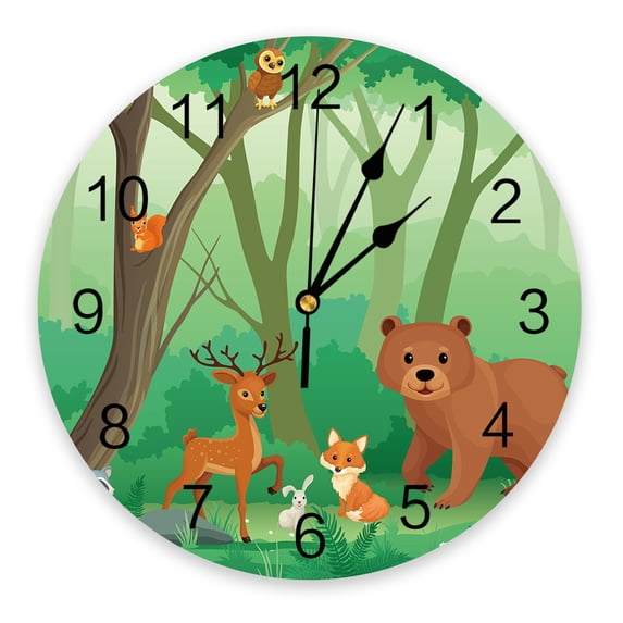 Jungle Animal Cartoon Giraffe Elephant Round Wall Clock for Home r Living Room Silent Modern Creative Wall Clocks