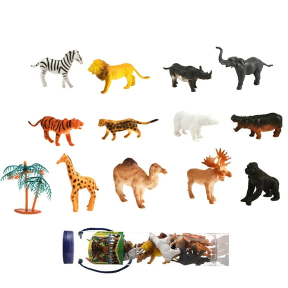 Jungle Animal Figurines Set 13 Piece Realistic Wild Animal Models For Children Educational Toy 3X1X2 Inch Size