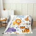 thumbnail image 1 of Jungle Animal Flannel Fleece Throw Blanket Throw 50"x60" Cute Zoo Animal Fuzzy Blanket for Sofa Couch Cartoon Wild Print Bed Blanket Cartoon Lion Tiger Elephant Plush Blanket Throw 50"x60", 1 of 6