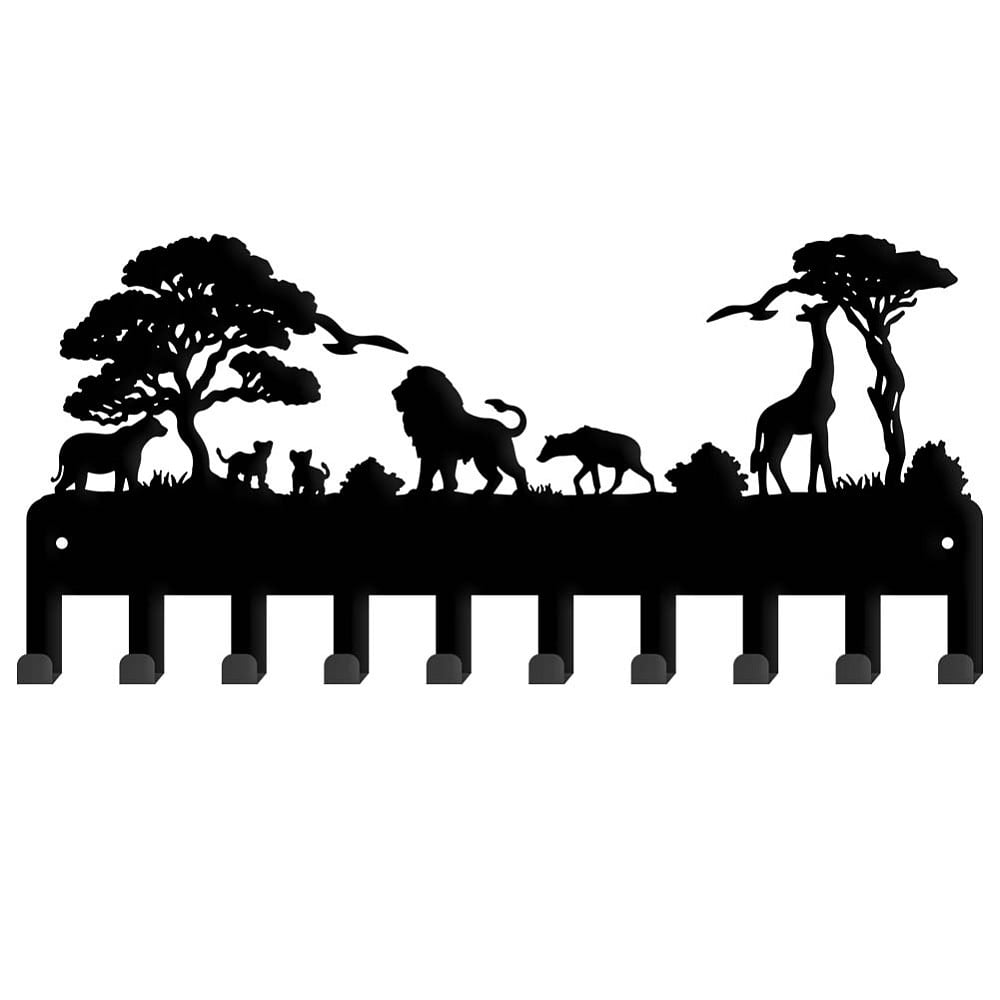 Jungle Animal Metal Key Holder 10 Hooks Key Rack Organizer DIY Wall ...