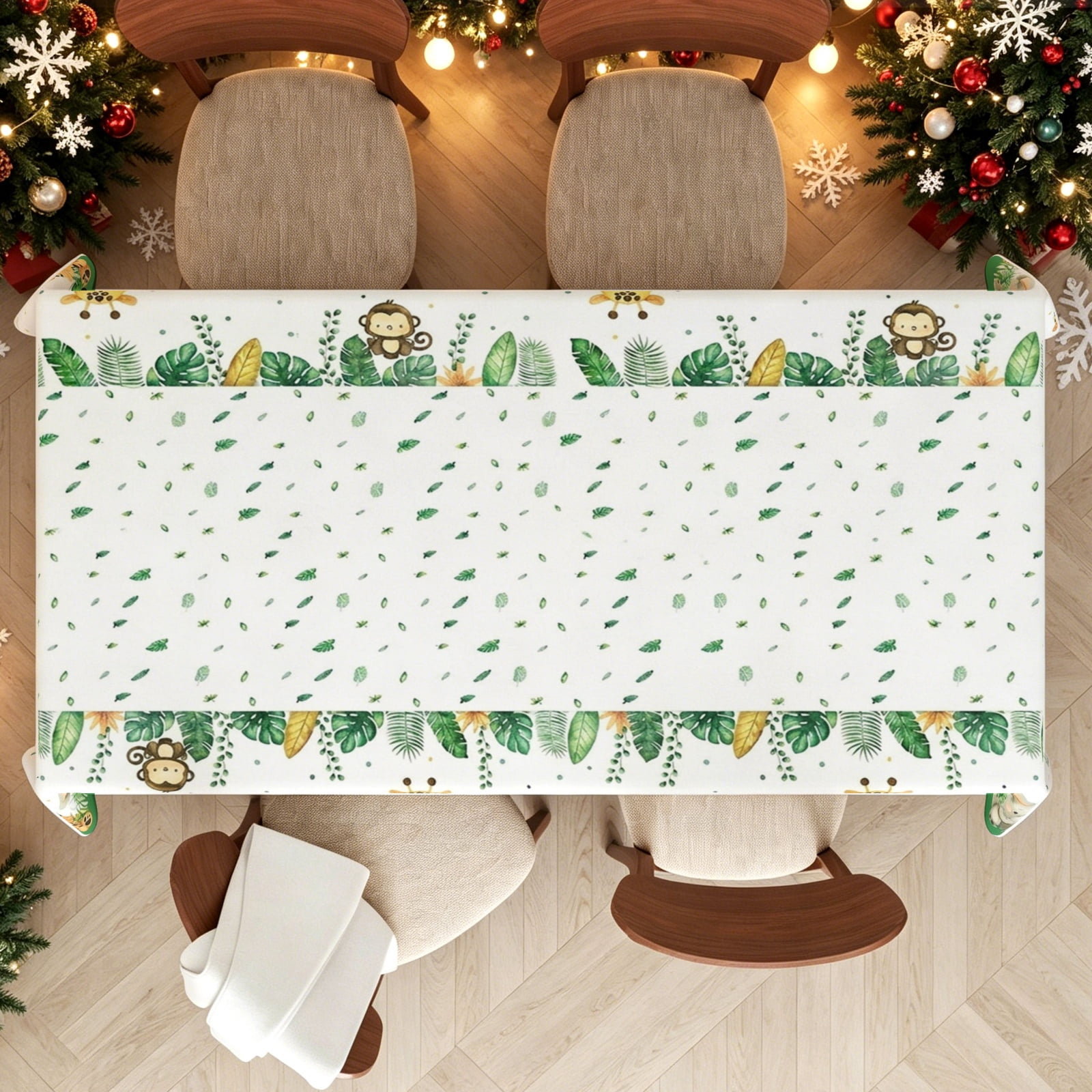 Jungle Animal Monkey Tropical Floral Border Pattern Rectangle ...