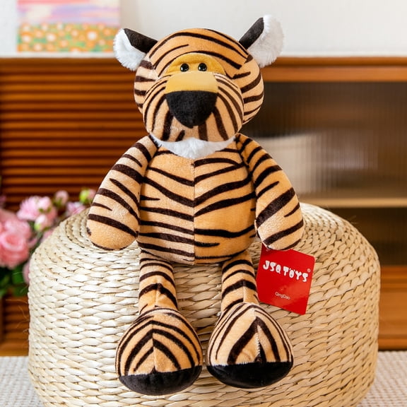 Jungle Animal Plush Toys, Soft Stuffed Lion, Elephant, Tiger, Giraffe & Monkey Plushies for Kids, Nursery Decor & Gifts