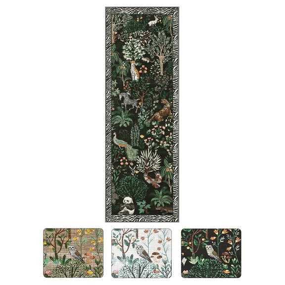 Jungle Animal Print Rug Washable Area Rugs for Living Room, Forest Rug Non Slip Low Pile Stain Resistance Large Throw Carpet for Bedroom Dining Room Kids Playroom Nursery