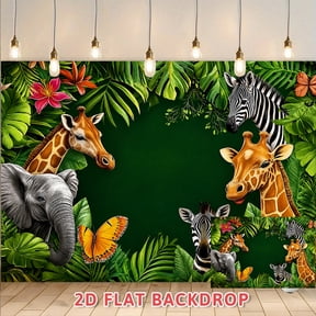 Jungle Animal Theme Backdrop Tropical Greenery Party Decor Background Wall Suitable For Birthday Party Festival Celebration Event Photography Decoration