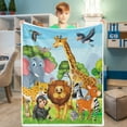 thumbnail image 1 of Jungle Animal Throw Blanket, Cozy Flannel Animal Blanket for Kids, Soft Jungle Fleece Blanket with Giraffe Elephant Lion Print, Fuzzy Safari Zoo Blankets for Toddler Child Girl Boy Gift,(40"x50"), 1 of 10