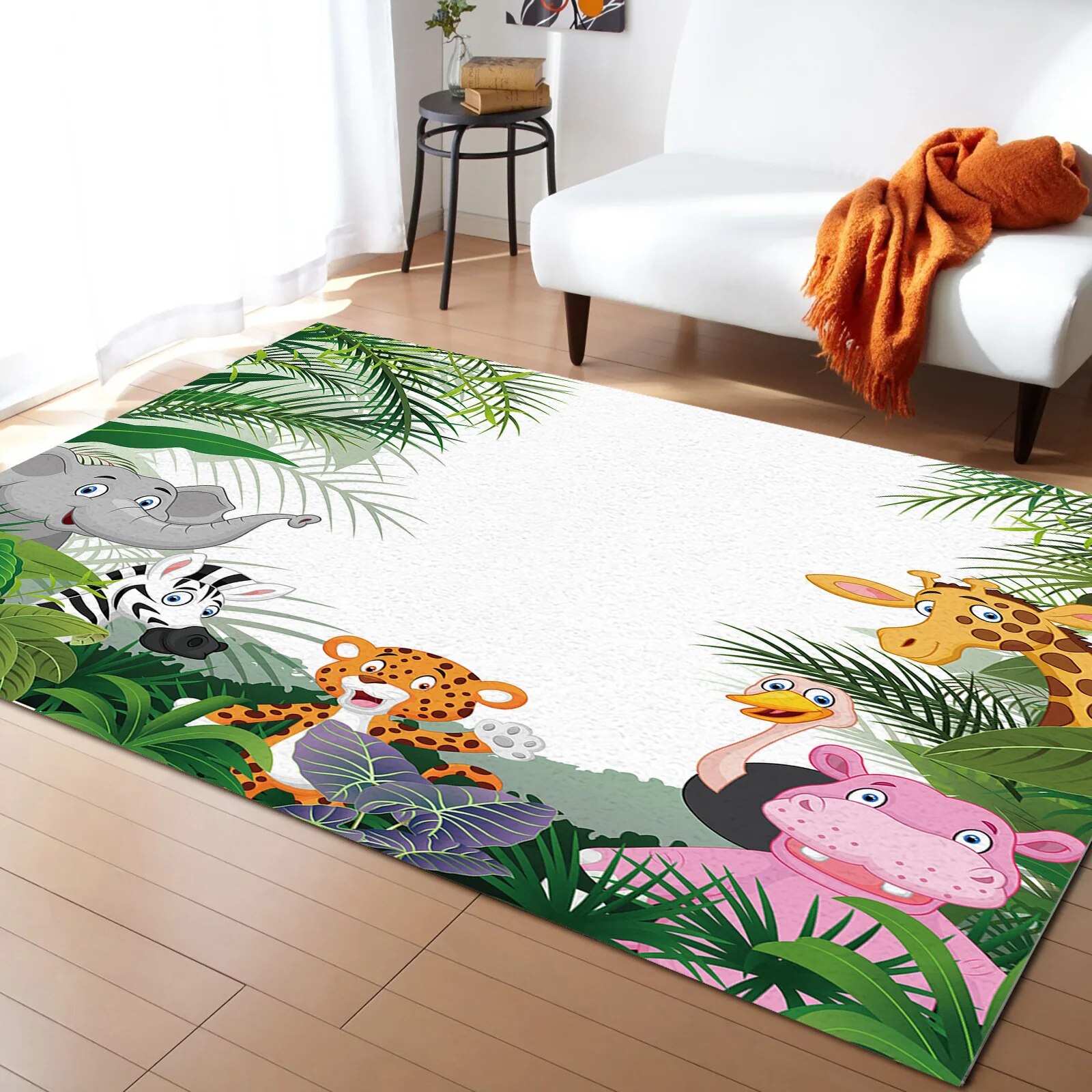 Jungle Animal Tiger Cartoon Living Room Carpet Coffee Table Floor Mat