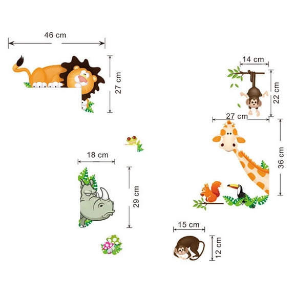 Jungle Animal Wall Decals for Nursery Kids Room Mural Stickers Home