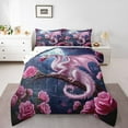 thumbnail image 1 of Jungle Animals 3 Pcs Comforter/Duvet Set,Romantice Pink Flowers Ultra Soft Bed Collection,Dragon Bedding for Room Decor 3 Pcs,Microfiber Breathable,King, 1 of 6