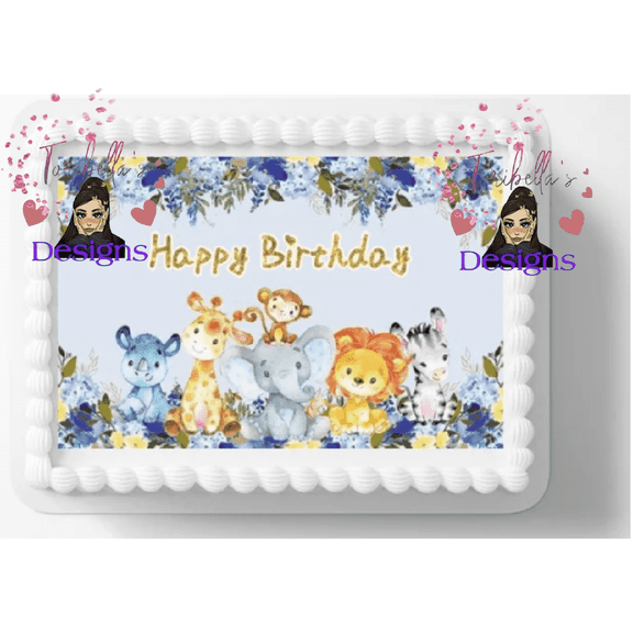 Jungle Animals Birthday Edible Image Cake Topper, By TNCT's Designs