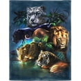 thumbnail image 1 of Jungle Animals Blanket Soft Fluffy Fleece Throw for Sofa Bed Tiger Leopard Lion Colorful 40\, 1 of 7