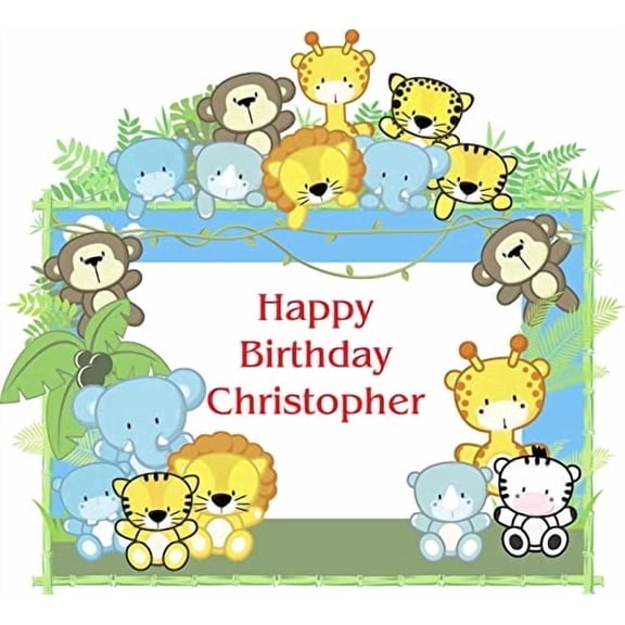 Jungle Animals Edible Image Icing Cake Topper for Quarter Sheet Cake, by TNCT