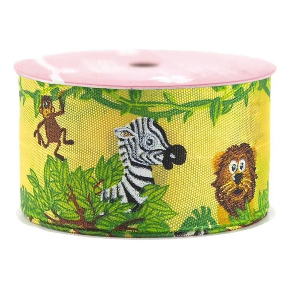 Jungle Animals Grosgrain Ribbon Wired Edge, 1-1/2-Inch, 3 Yards ...