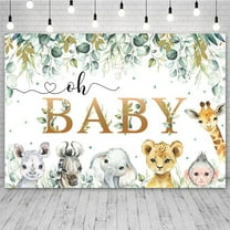 Jungle Animals Oh Baby Backdrop Gold Oh Baby Photography Background Greenery Eucalyptus Leaves Safari Animals Baby Shower Party Decorations Banner Photo Shoot Props