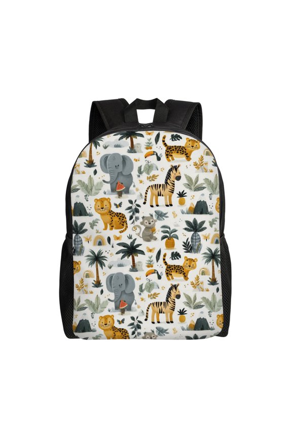 Jungle Animals Pattern Backpack with 15 Inch Laptop Compartment,Water-Resistant Daypack, Large Capacity Backpack with Adjustable Breathable Shoulder Straps for Daily Use Travel Gym