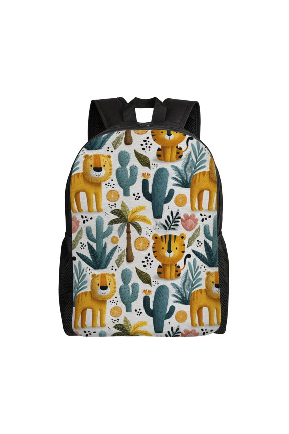 Jungle Animals Pattern Backpack with 15 Inch Laptop Compartment,Water-Resistant Daypack, Large Capacity Backpack with Adjustable Breathable Shoulder Straps for Daily Use Travel Gym