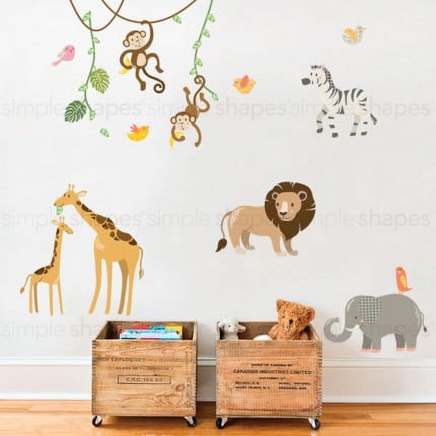 Jungle Animals Peel and Stick Vinyl Wall Stickers - Walmart.com