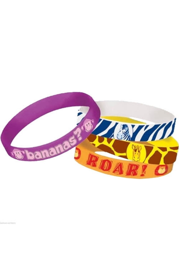 Jungle Animals Rubber Bracelets / Favors (4ct)