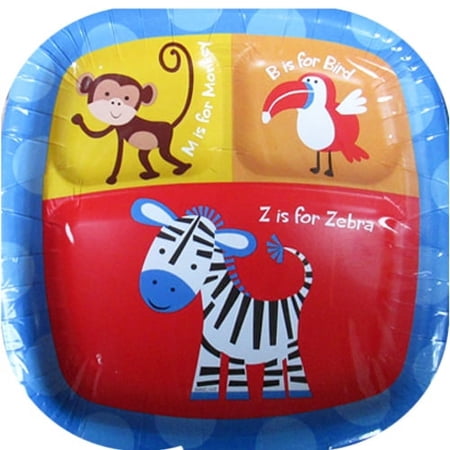 Jungle Animals 'Safari Party' Large Paper Pocket Plates (8ct)