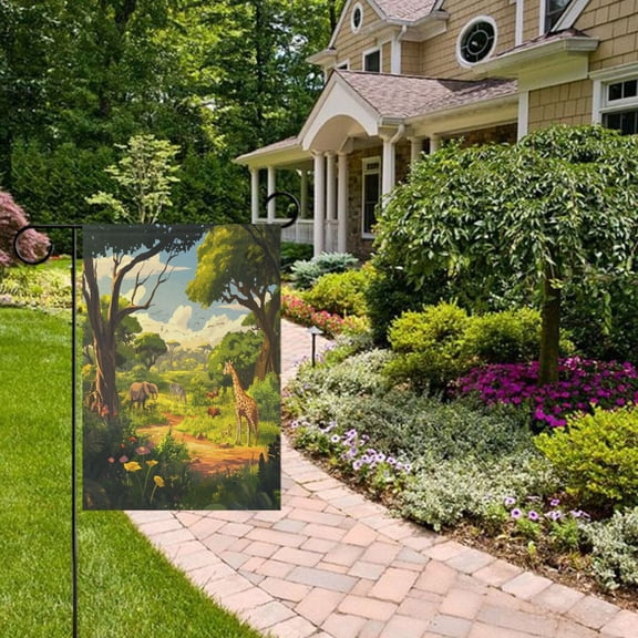 Jungle Animals Savanna Garden Flag Double Sided 12 x 18 Inch Outside Yard Decoration Outdoor Flag