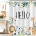 thumbnail image 1 of Jungle Animals Shower Curtains Cartoon Safari Jungle Animals Tropical Leaves Machine Washable Waterproof Fabric for Bathroom Decor Curtains Set with Hooks, 36x72 Inch, 1 of 6