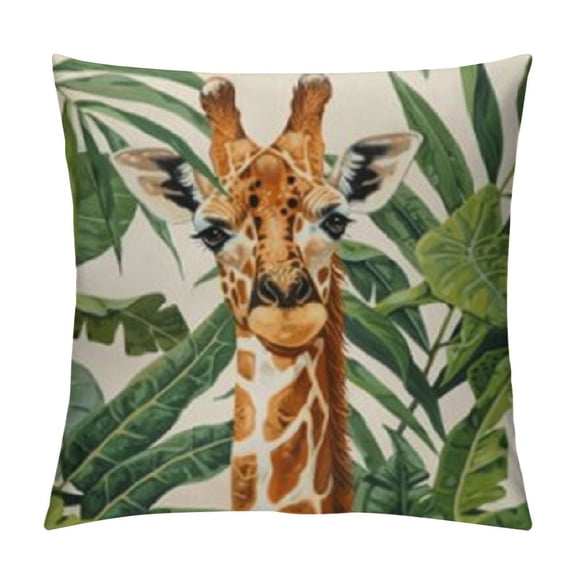 Jungle Animals Throw Pillow Covers Inch Lion Giraffe Sloth Toucan Tropical Outdoor Decorative Pillows PolyesterCushion Cases for Couch Sofa Bed Home Decor