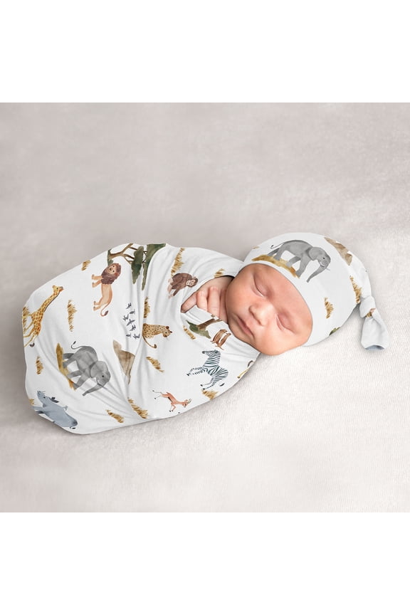 Jungle Baby Cocoon and Beanie Hat Sleep Sack Set Boy or Girl Gender Neutral Unisex by Sweet Jojo Designs