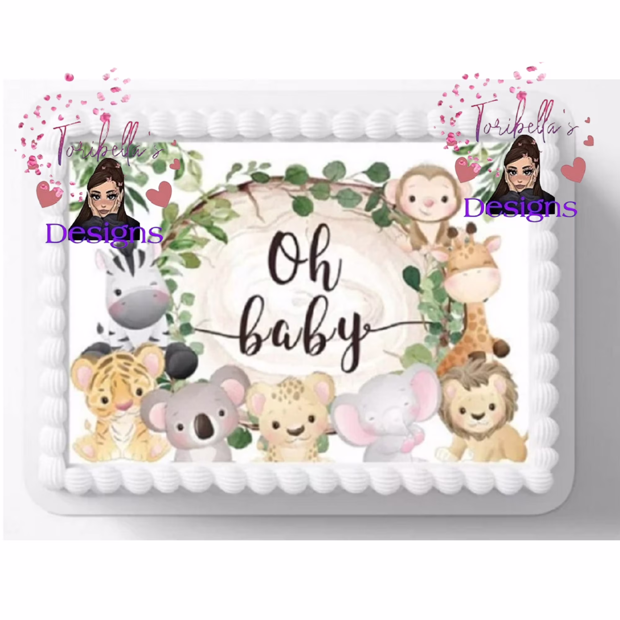 Jungle Baby Edible Image Cake, Cupcake & Cookie Topper, by Tnct.