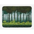 thumbnail image 1 of Jungle Bath Mat, Cartoon Trees Forest Grass at Twilight Illustration, Plush Bathroom Decor Mat with Non Slip Backing, 29.5" X 17.5", Evergreen Blue, by Ambesonne, 1 of 2