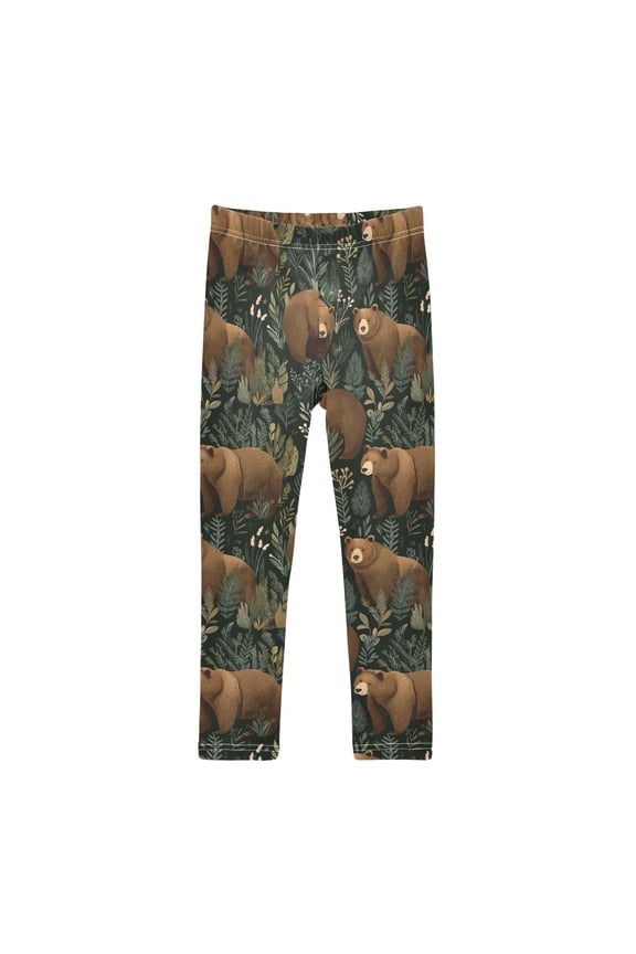 Jungle Bear Printed Leggings Yoga Pants for in 4t to 10t