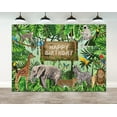 thumbnail image 1 of Jungle Birthday Backdrop Safari Animals Tropical Boy Birthday Party Wild One Banner Decoration Supplies Favors Gifts Forest Woodland Background Photobooth Props, 1 of 3