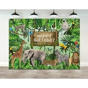 Jungle Birthday Backdrop Safari Animals Tropical Boy Birthday Party Wild One Banner Decoration Supplies Favors Gifts Forest Woodland Background Photobooth Props