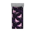 thumbnail image 1 of Jungle Boho Fitted Sheet & Pillow Sham Set, Butterfly Illustration Modern Minimalist With Tropical Leaves Print, Decorative Printed 2 Piece Bedding Decor, Twin, Pale Lilac Dark Purple, by Ambesonne, 1 of 2