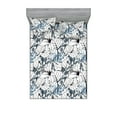 thumbnail image 1 of Jungle Boho Fitted Sheet & Pillow Sham Set, Monochrome Tropical Flowers with Outlines Pattern on Spotted Back, Decorative Printed 3 Piece Bedding Decor, Full, White Charcoal Grey Grey, by Ambesonne, 1 of 2