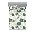 thumbnail image 1 of Jungle Boho Fitted Sheet & Pillow Sham Set, Simple Design Hibiscus and Rose Flowers with Leaves Greenery Art, Decorative Printed 3 Piece Bedding Decor, King, Hunter Green Slate Brown, by Ambesonne, 1 of 2
