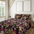 thumbnail image 1 of Ambesonne Jungle Boho Fitted & Flat Sheet with Shams 4 Pcs Set, Flowers Garden Blooms, King, Pale Yellow and Hot Pink, 1 of 5