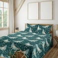 thumbnail image 1 of Ambesonne Jungle Boho Fitted & Flat Sheet with Shams 4 Pcs Set, Dreamy Butterfly Modern, Calking, Almond Green Petrol Blue, 1 of 5