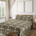 thumbnail image 1 of Ambesonne Jungle Boho Fitted & Flat Sheet with Sham 3 Pcs Set, Pastel Magnolia Drawing, Twin XL, Khaki Soft Pink, 1 of 5