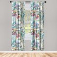 thumbnail image 1 of Jungle Boho Window Curtains, Aquarelle Forest Themed Floral Scene with Leaves Greenery Print, Lightweight Decor 2-Panel Set with Rod Pocket, Pair of - 28"x84", Eggshell Seafoam Indigo, by Ambesonne, 1 of 3