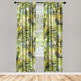 thumbnail image 1 of Jungle Boho Window Curtains, Dreamy Silhouettes of Leafy Scene with Neutral Colors Grunge Art, Lightweight Decor 2-Panel Set with Rod Pocket, Pair of - 28"x84", Yellow Green Apple Green, by Ambesonne, 1 of 3