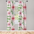 thumbnail image 1 of Jungle Boho Window Curtains, Simple Design Garden Scene Chrysanthemum Pattern Leaves Greenery, Lightweight Decor 2-Panel Set with Rod Pocket, Pair of - 28"x95", Dark Pink Rose Fern Green, by Ambesonne, 1 of 3